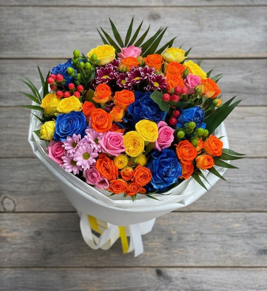 Букет цветов из: Розы и Хризантемы в Рошале