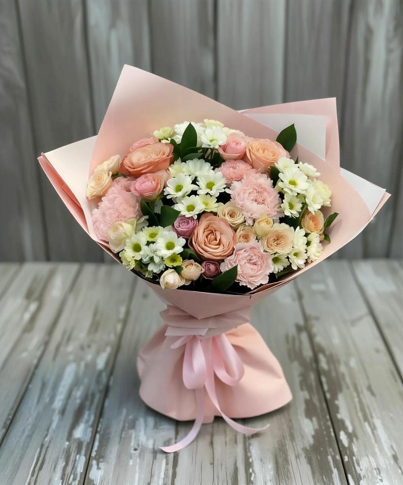 Букет цветов из: Гвоздики, Розы и Хризантемы в Рошале