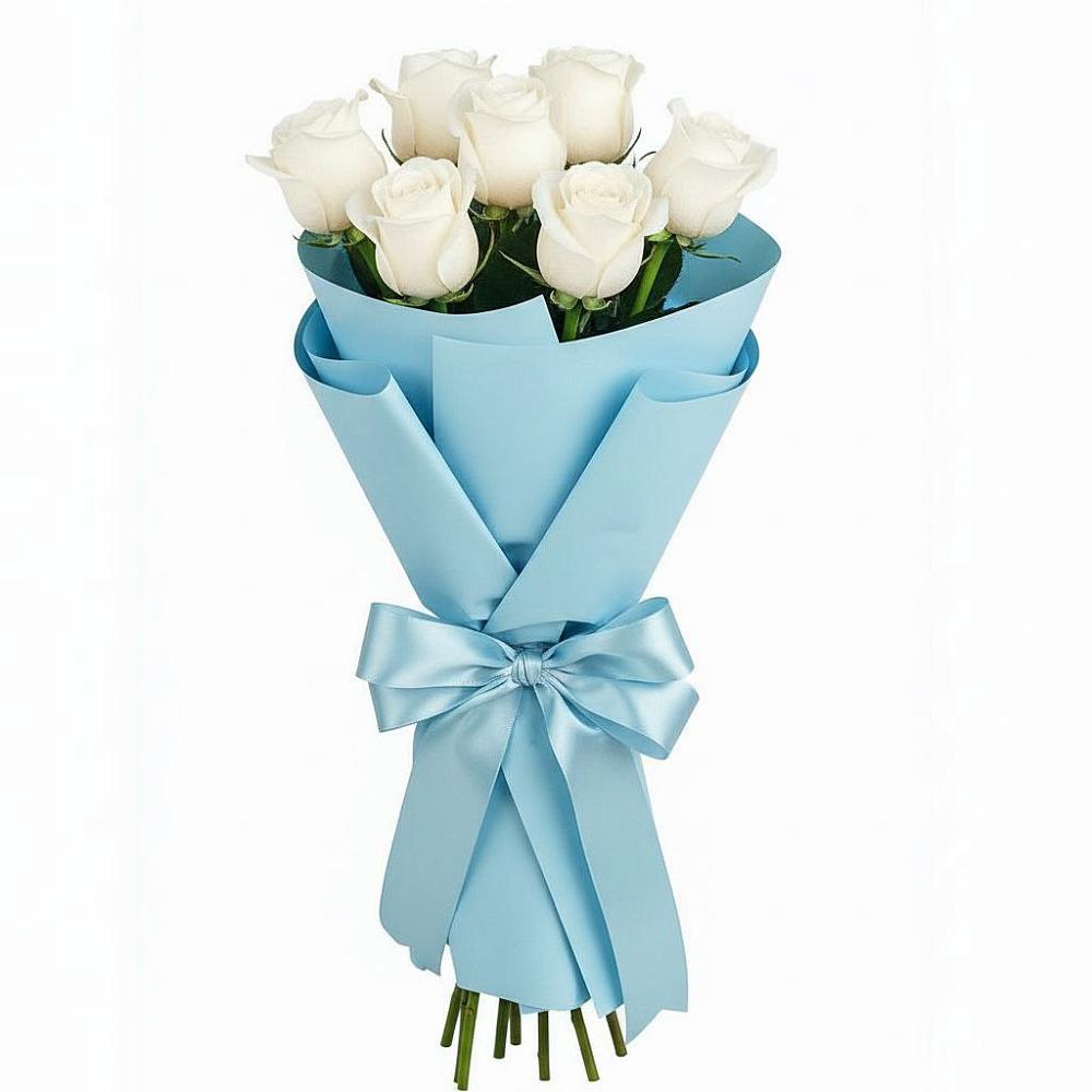 Букет 7 белых роз Проуд в Рошале