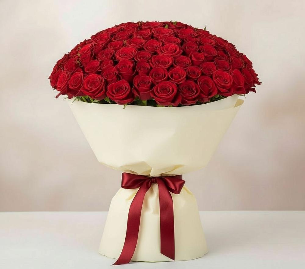 Букет 101 Красная роза Милано в Рошале