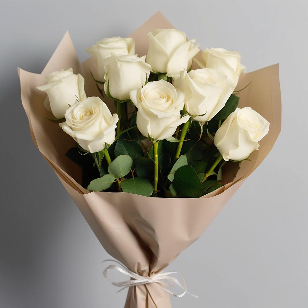 Букет 9 Белых роз Эдлесс Лав в Рошале