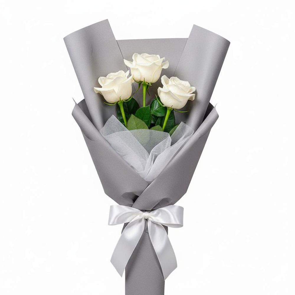 Букет 3 белые розы в Рошале