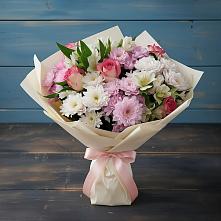 Букет цветов из:  Хризантемы, Альстромерии и Розы в Рошале