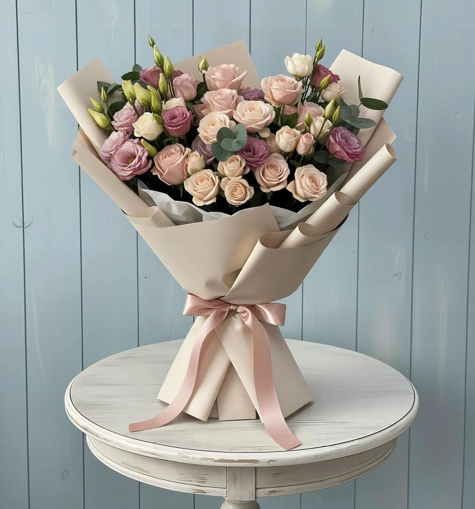 Букет цветов из: Розы и Лизиантусы в Рошале