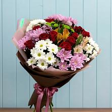 Букет цветов из:  Розы, Хризантемы и Альстромерии #REPLACE_PRED# Рошале